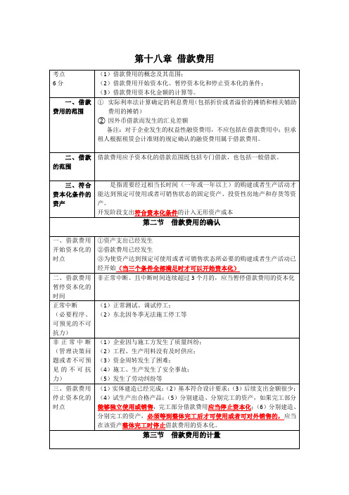 2015年注册会计师考试笔记总结  第十八章 借款费用