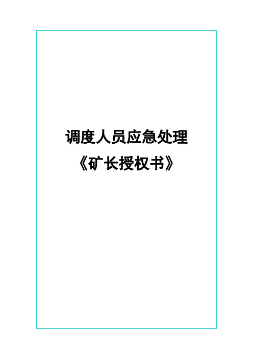 煤矿调度员十项矿长授权细则