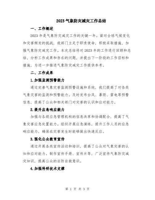 2023气象防灾减灾工作总结