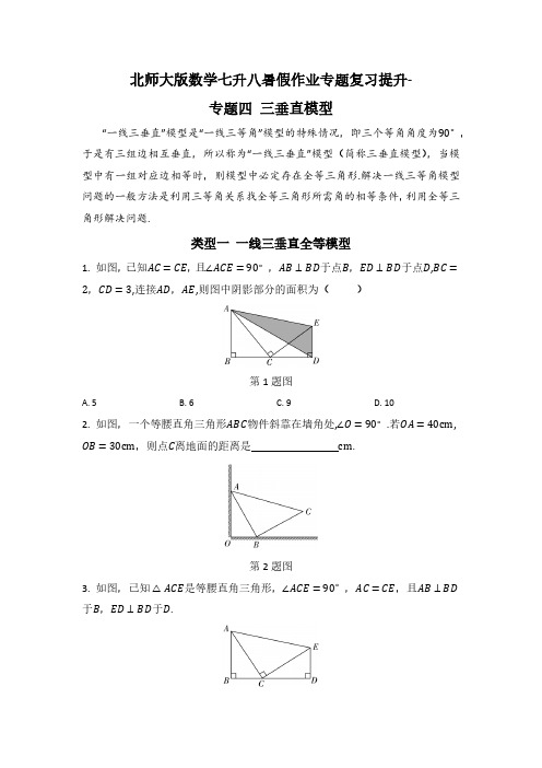 北师大版数学七升八暑假作业专题复习提升 专题四 三垂直模型(含答案)