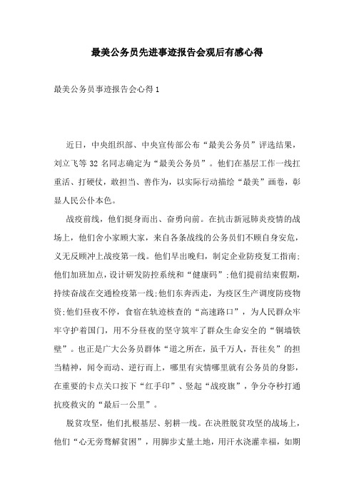 最美公务员先进事迹报告会观后有感心得