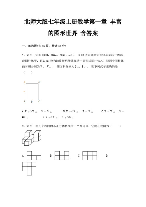 北师大版七年级上册数学第一章 丰富的图形世界 含答案