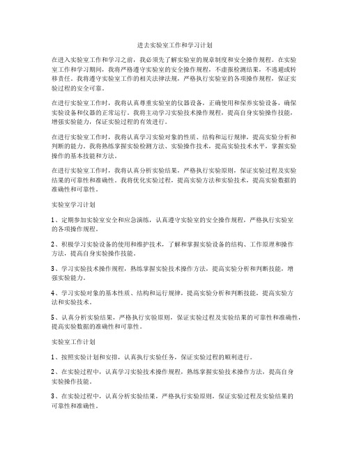 进去实验室工作和学习计划