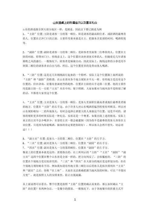 山东酒桌上的称谓座次以及基本礼仪