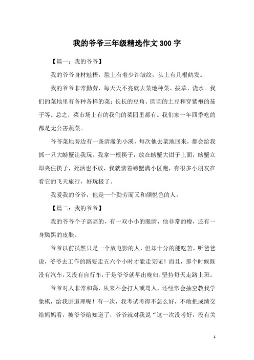 我的爷爷三年级精选作文300字