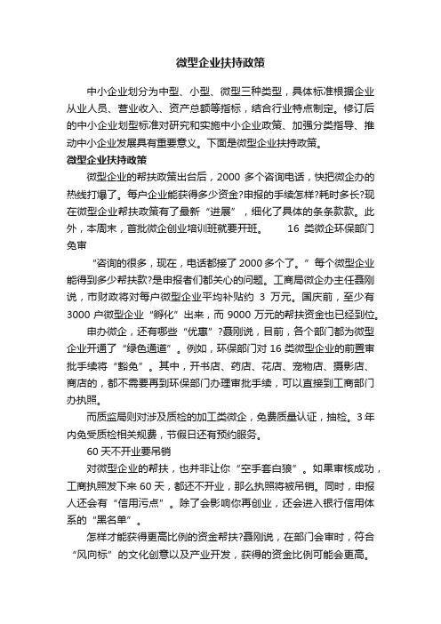 微型企业扶持政策