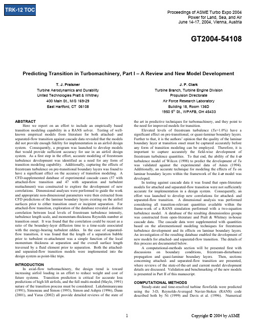 Predicting Transition in Turbomachinery