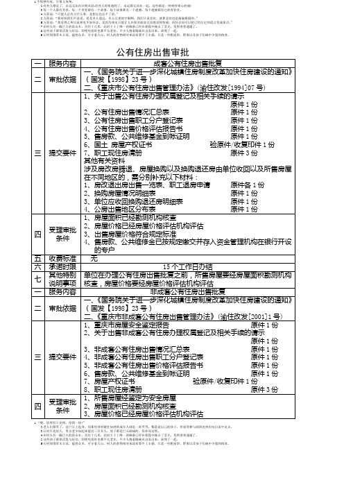 公房出售申报材料