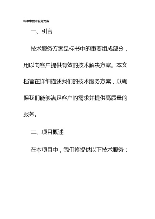 标书中技术服务方案