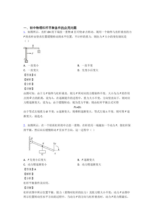 2020-2021全国各地备战中考物理分类：杠杆平衡附答案