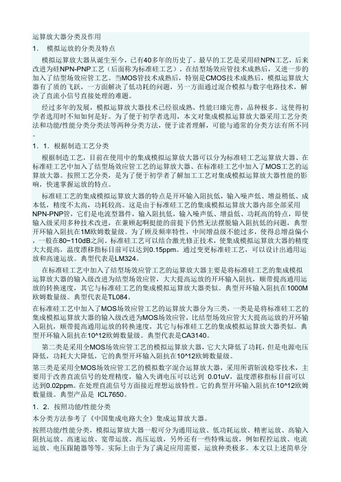 运算放大器分类及参数