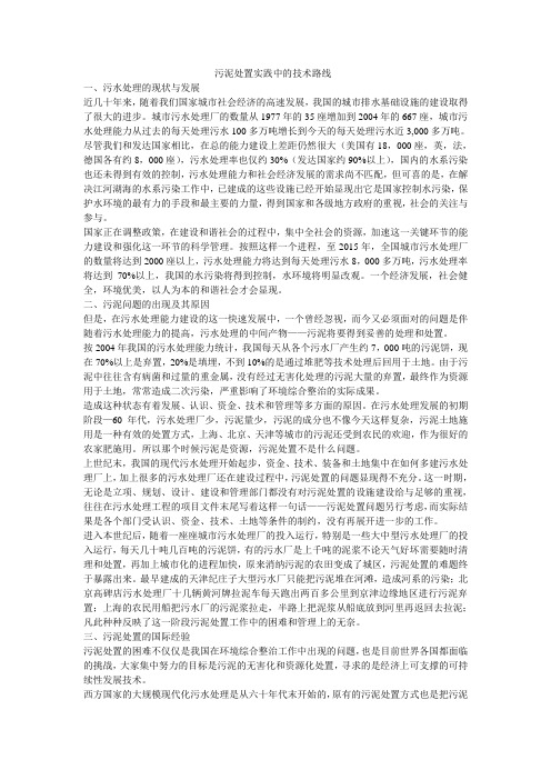 污泥处置实践中的技术路线