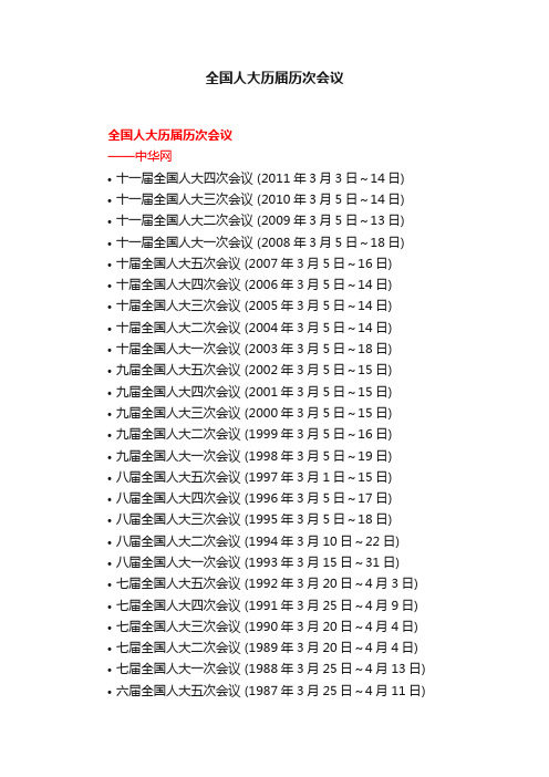 全国人大历届历次会议