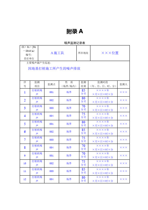 噪声监测记录表_2