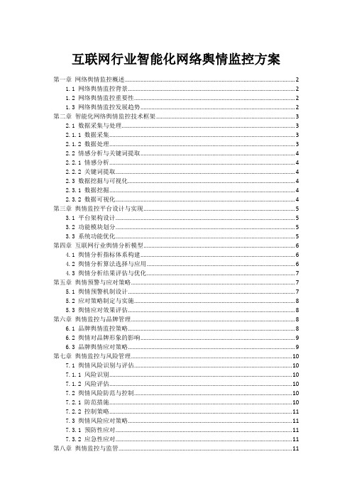 互联网行业智能化网络舆情监控方案