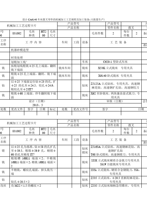 设计CA6140车床拨叉零件的机械加工工艺规程及加工装备(大批量生产)