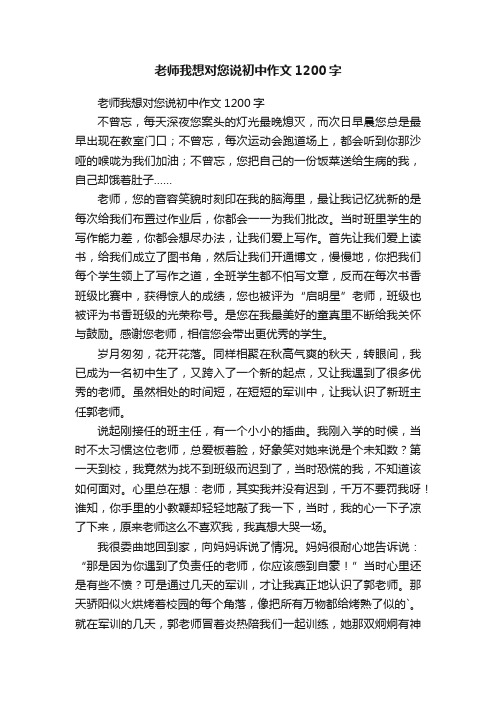 老师我想对您说初中作文1200字