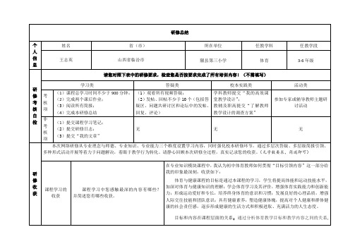 2014山西初中学科及教辅研修总结模版初中体育