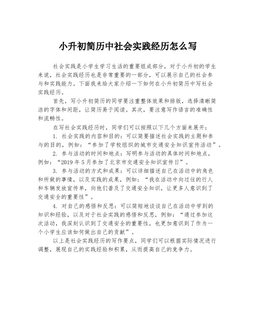 小升初简历中社会实践经历怎么写