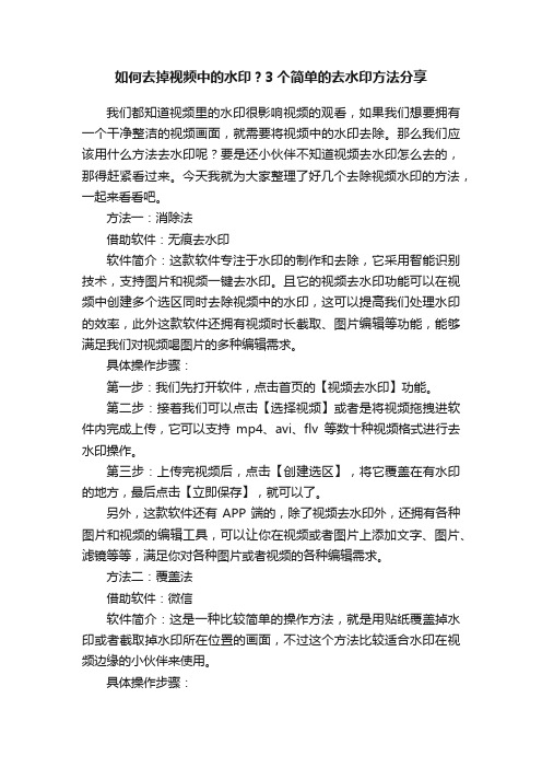 如何去掉视频中的水印？3个简单的去水印方法分享