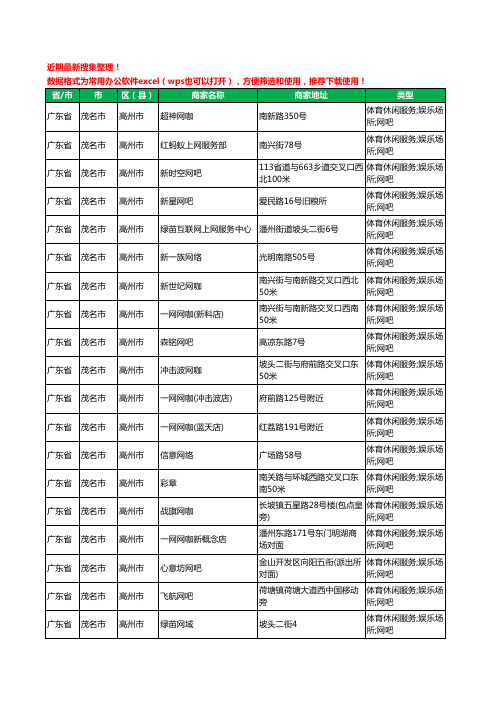 2020新版广东省茂名市高州市网吧工商企业公司商家名录名单黄页联系方式大全23家