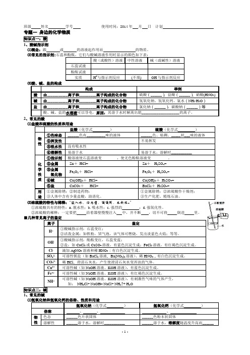 中考化学专题复习：酸碱盐(2014年版)