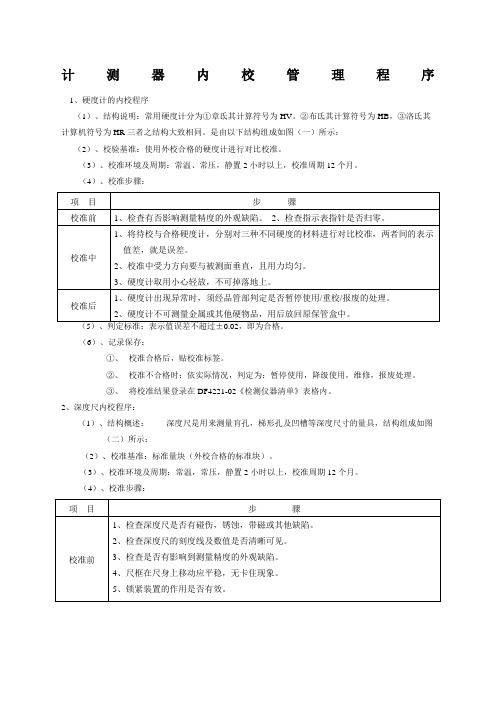 计量器具内校规程