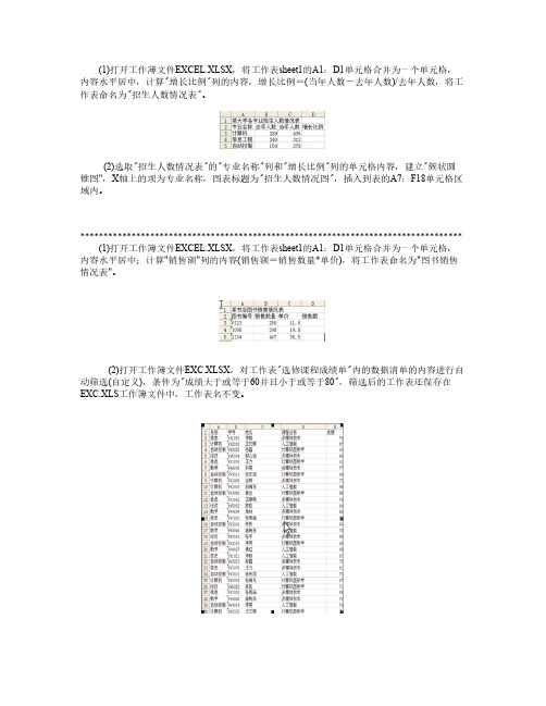 计算机一级考试EXCEL模拟题【VIP专享】