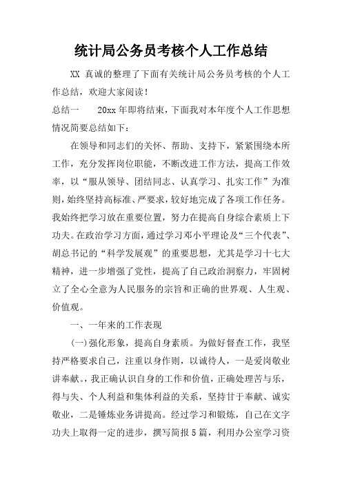 统计局公务员考核个人工作总结