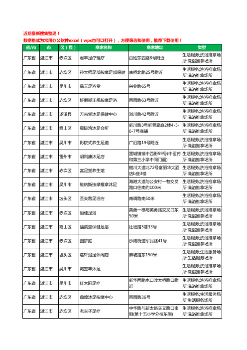 2020新版广东省湛江市足疗工商企业公司商家名录名单黄页联系号码地址大全178家
