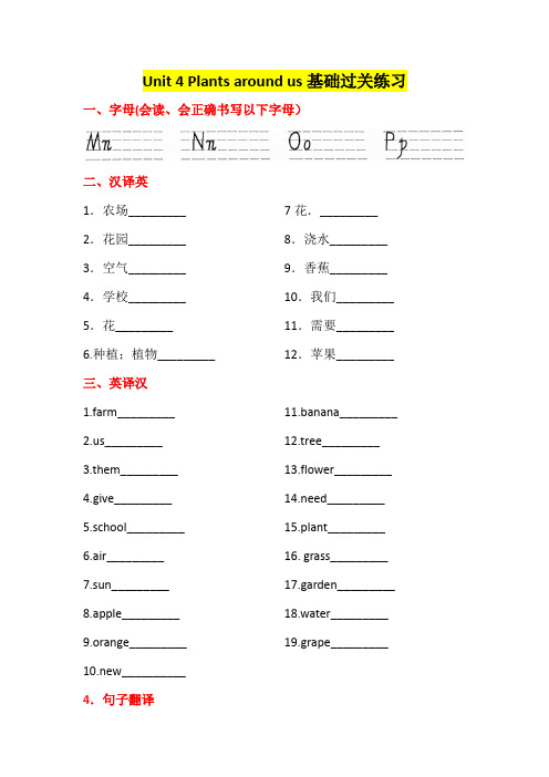 2024-2025学年人教PEP版(2024)英语三年级上册+Unit4+单元练习