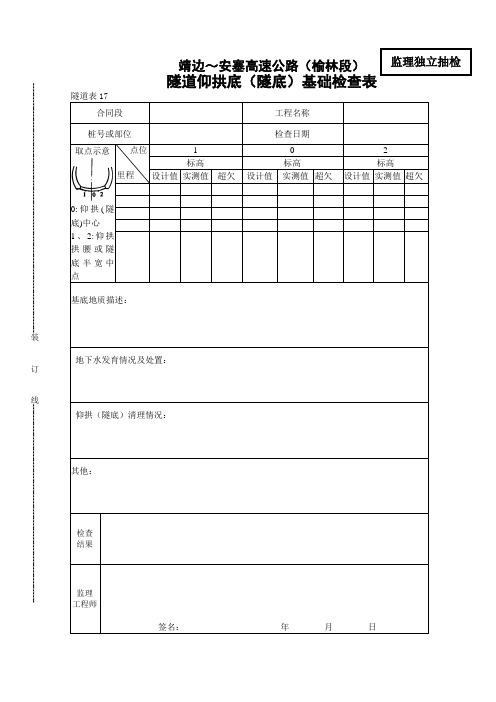 17    隧道仰拱底基础检查表