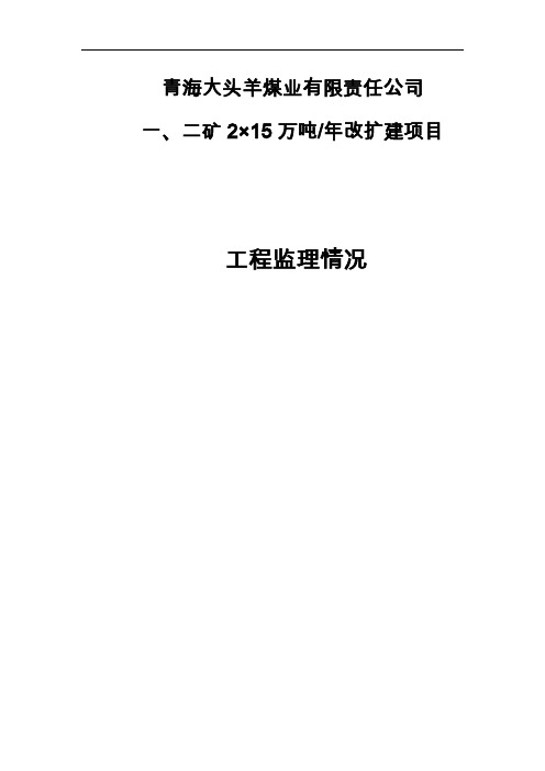 青海大头羊煤业有限责任公司监理竣工总结