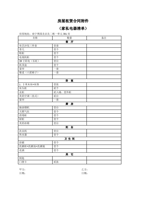 家私电器清单