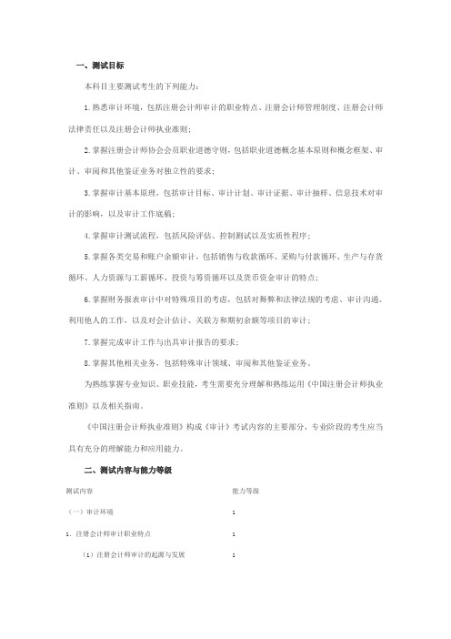 内部审计-审计专业阶段考试大纲 精品