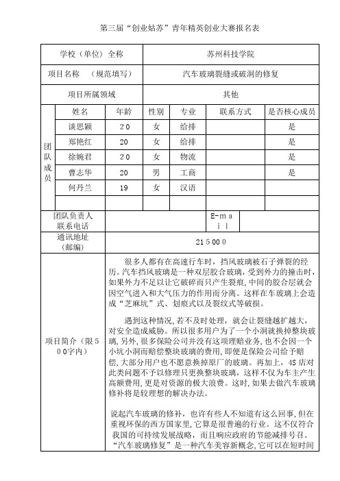 自-汽车玻璃裂缝或破洞的修复 