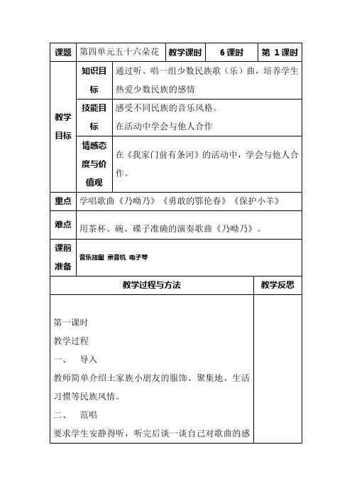 人教小学音乐一下《5五十六朵花》word教案 (3)