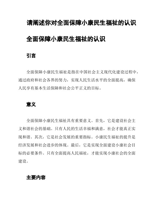 请阐述你对全面保障小康民生福祉的认识