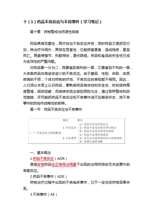 十（1）药品不良反应与不良事件（学习笔记）