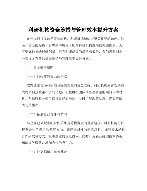 科研机构资金筹措与管理效率提升方案