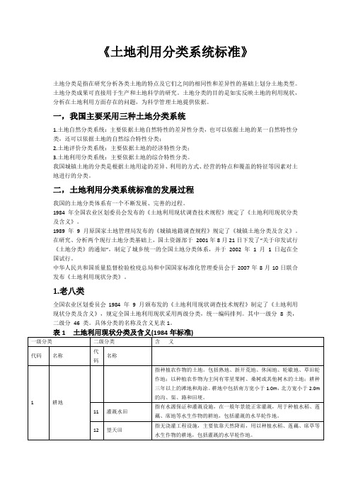 土地利用分类系统标准84、89、02、07各版(全)