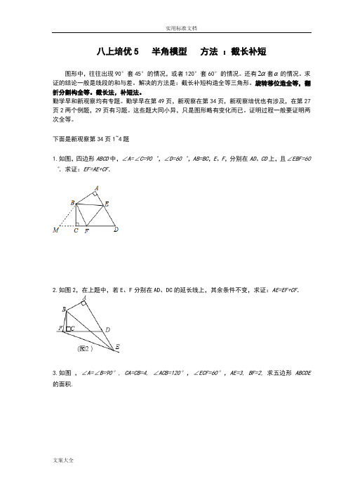 (完整word版)八上培优5半角模型