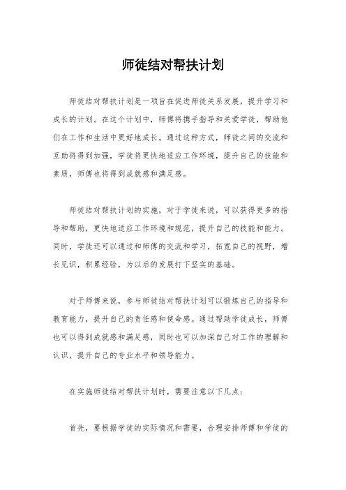 师徒结对帮扶计划