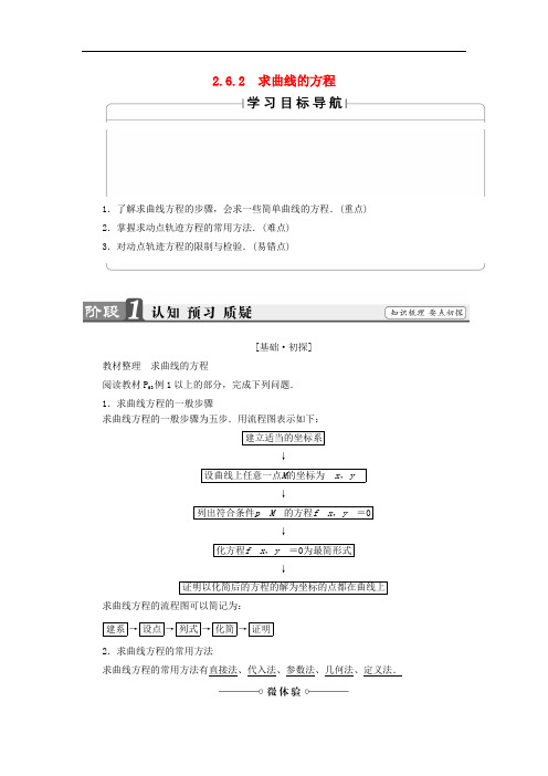 高中数学 第2章 圆锥曲线与方程 2.6.2 求曲线的方程学案 苏教版选修21