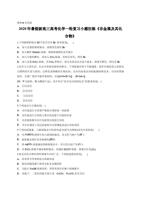 2020年暑假新高三高考化学一轮复习小题狂练《非金属及其化合物》含答案