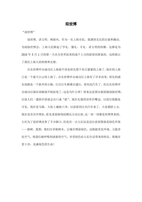 迎世博_初中初一作文400字