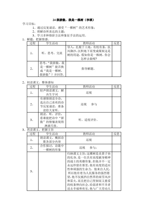 语文苏教版八年级下册24我骄傲,我是一棵树(李瑛)