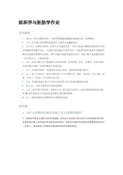 组织学与胚胎学作业