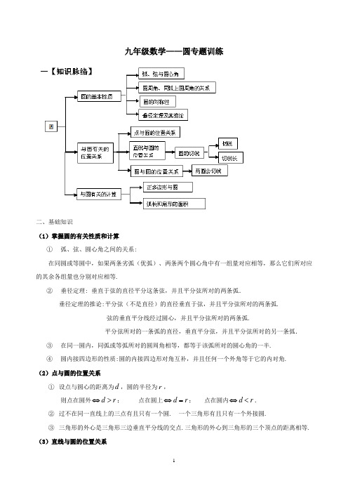 九年级数学圆的专题训练