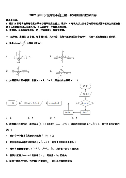 2025届山东省潍坊市高三第一次调研测试数学试卷含解析